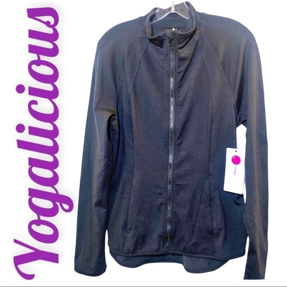 NWT YOGALICIOUS Full Zip Mock Neck Stretchy Running Jacket, Size Large - Picture 9 of 9